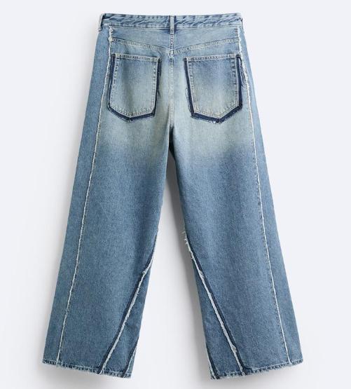 ZARA フリンジ BAGGY FIT デニムパンツ EU42 - メルカリ