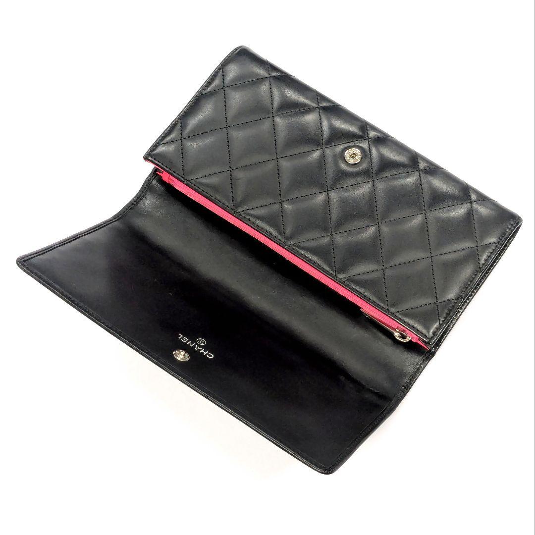 CHANEL シャネル ラムスキン カンボンライン 二つ折り 長財布
