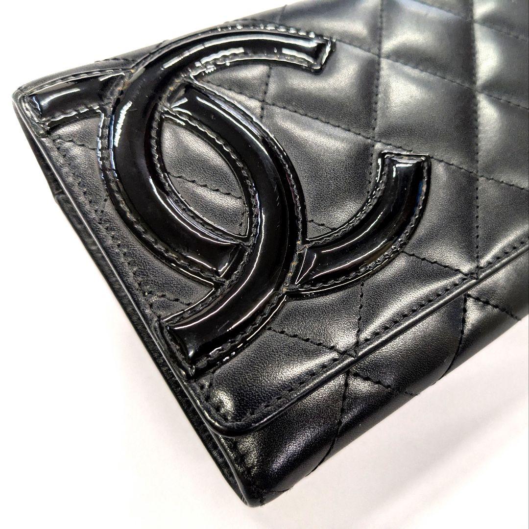 CHANEL シャネル ラムスキン カンボンライン 二つ折り 長財布