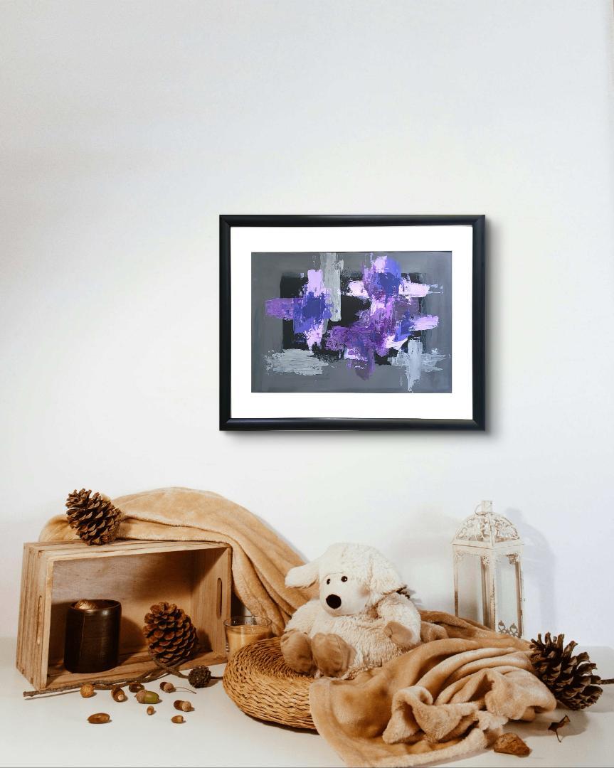 紫 / 抽象画 A3 額縁セット 53×44㎝ 原画1点のみ モダンアート 紫 / 抽象画 A3 額縁セット 53×44㎝ 原画1点のみ モダンアート