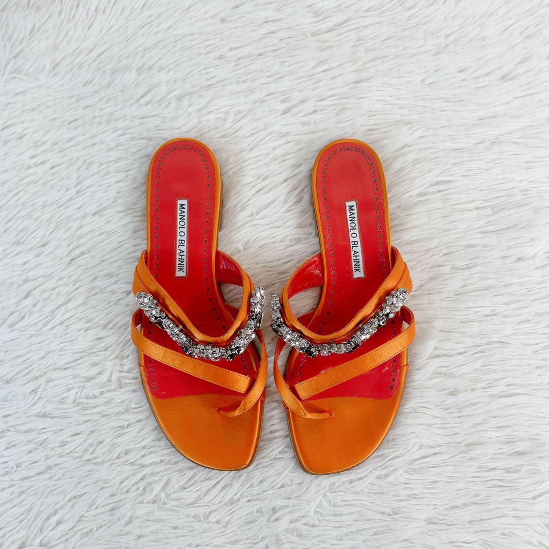 Manolo Blahnik マノロブラニク サンダル フラット クリスタル Manolo Blahnik マノロブラニク サンダル フラット クリスタル