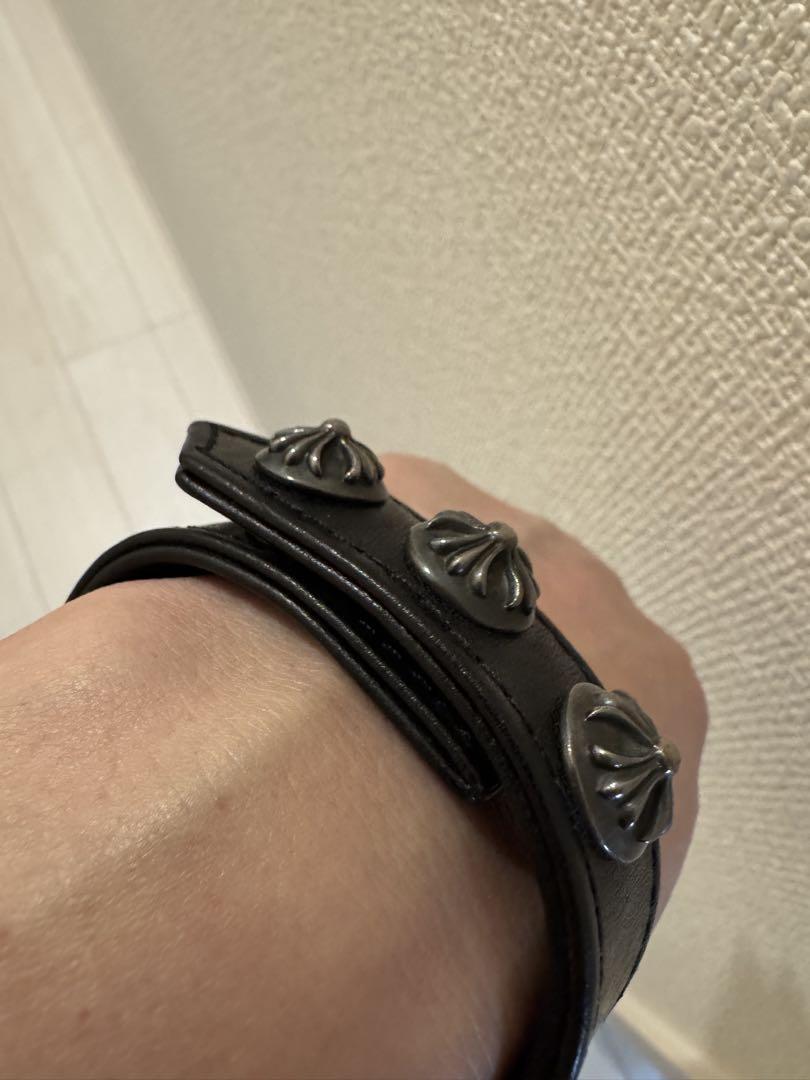 クロムハーツ CHROME HEARTS ブラックレザーバングル ブレスレット