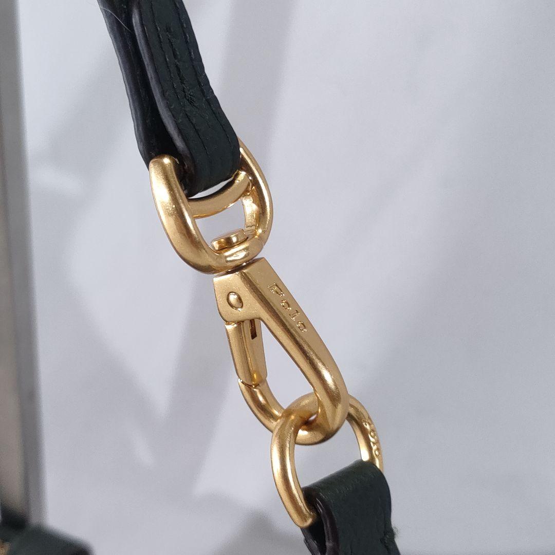 極美品✨ポロバイラルフローレン　ワンショルダー　ハーフムーン　グリーン×ゴールド 極美品✨ポロバイラルフローレン ワンショルダー ハーフムーン