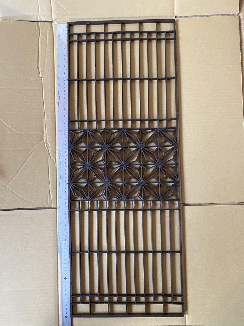 69. 古い組子格子　麻の葉文建具　2点販売