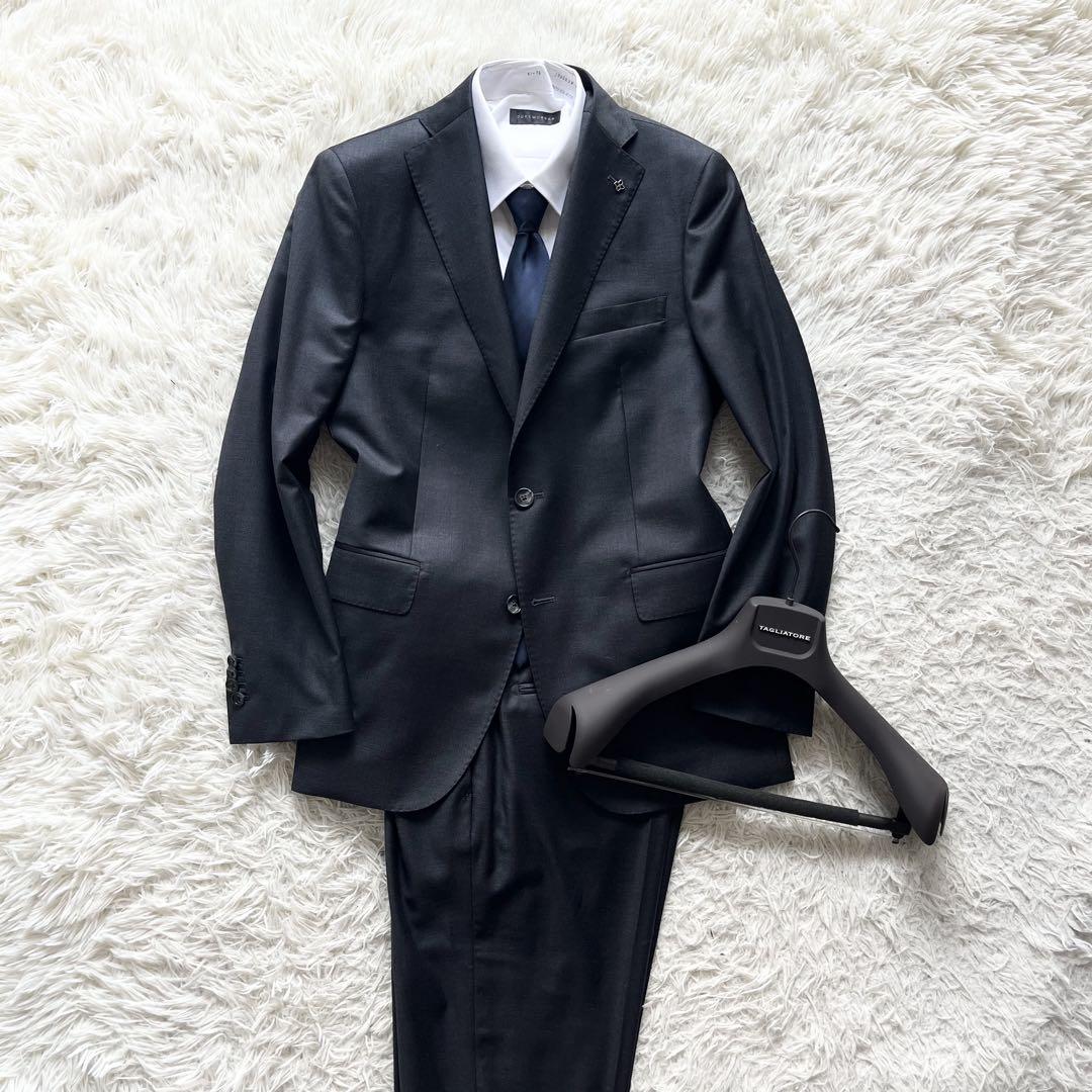 <24年モデル>TAGLIATORE×REDA ダークグレー ウール スーツ46