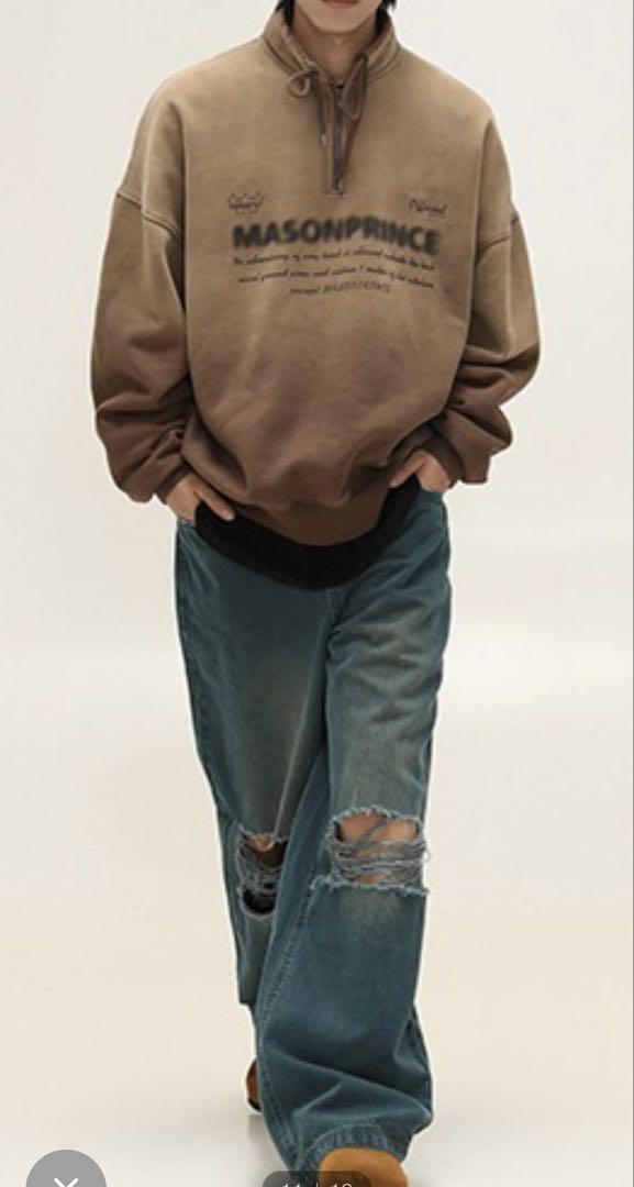 「MAISONPRINCE」Blue WIDE Damage Wash デニム
