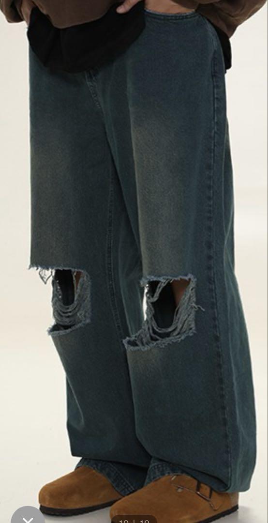 「MAISONPRINCE」Blue WIDE Damage Wash デニム