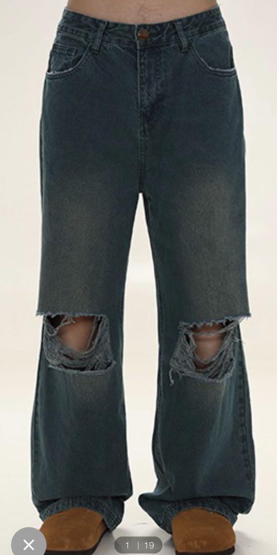 「MAISONPRINCE」Blue WIDE Damage Wash デニム