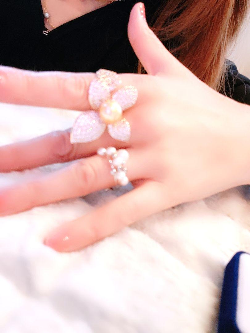 プラム堂∬さん 指輪リング 南洋白蝶真珠 ゴールデン希少茶金♥️金運ステンK18 プラム堂∬さん 指輪リング 南洋白蝶真珠 ゴールデン希少茶金