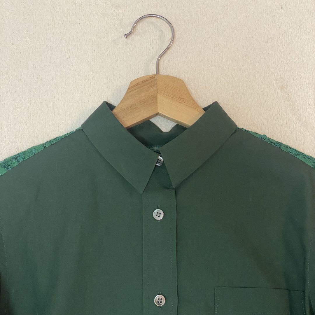 sacai バックレース コットン ブラウス 異素材 ドッキング ベルト 花柄 sacai バックレース コットン ブラウス 異素材 ドッキング