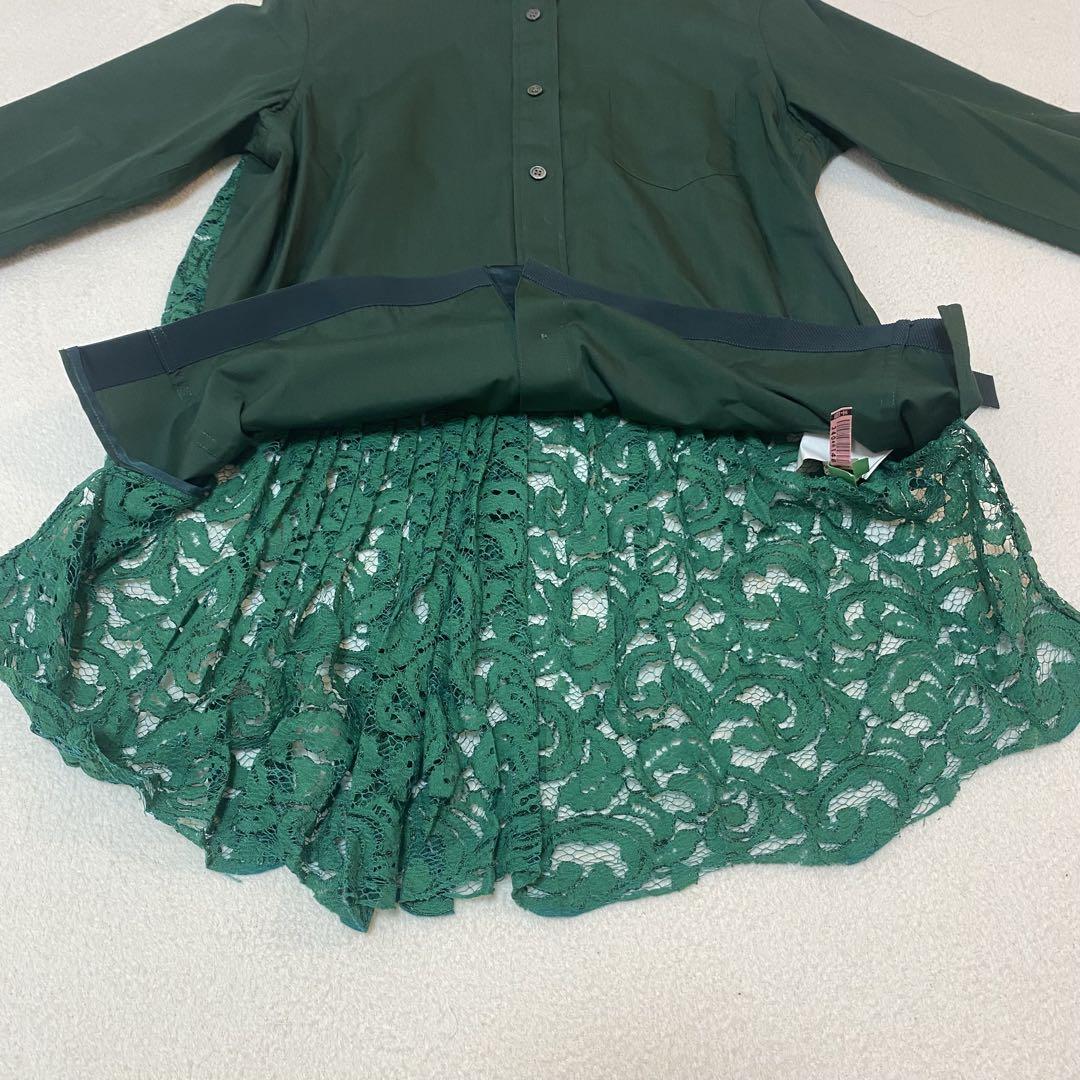 sacai バックレース コットン ブラウス 異素材 ドッキング ベルト 花柄 sacai バックレース コットン ブラウス 異素材 ドッキング