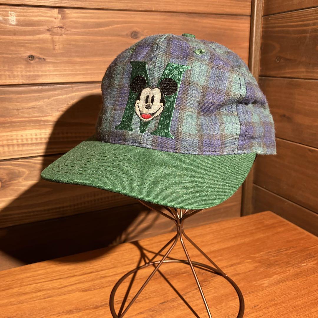 USA製　disney ミッキー タータンチェック ベースボールキャップ　帽子