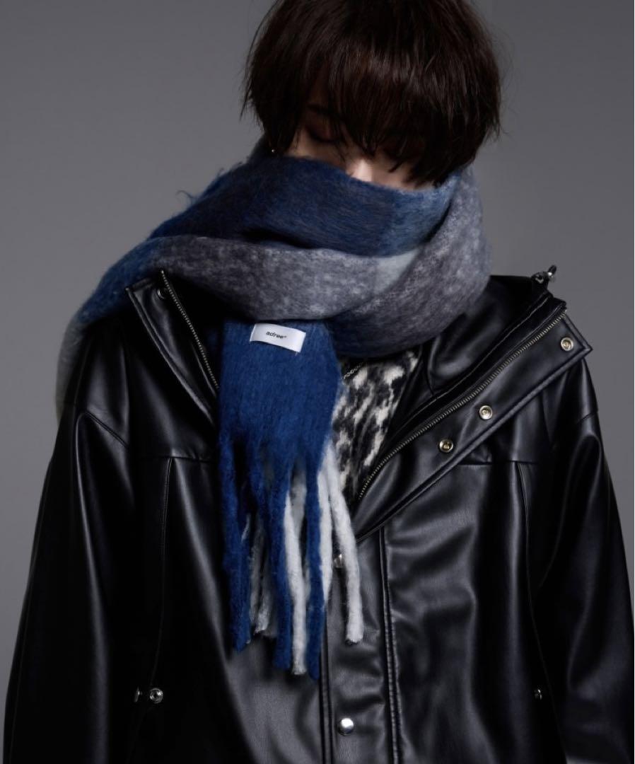adree ADRER ボリュームフリンジチェックマフラー