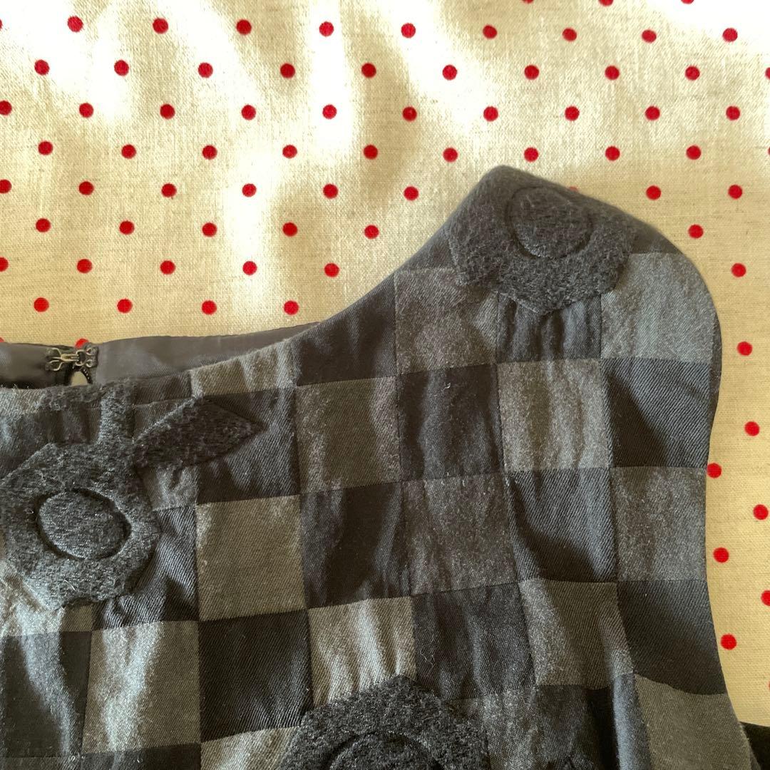 ミナペルホネン ノースリーブワンピース　dim night 花刺繍　38 M