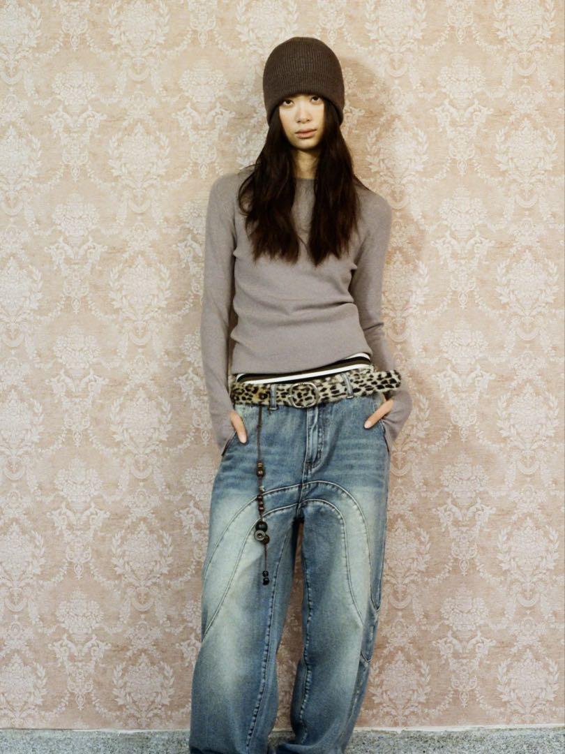 Y2K leopard fur long belt ファーベルト　AFB