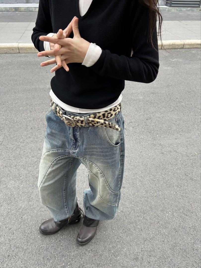 Y2K leopard fur long belt ファーベルト　AFB