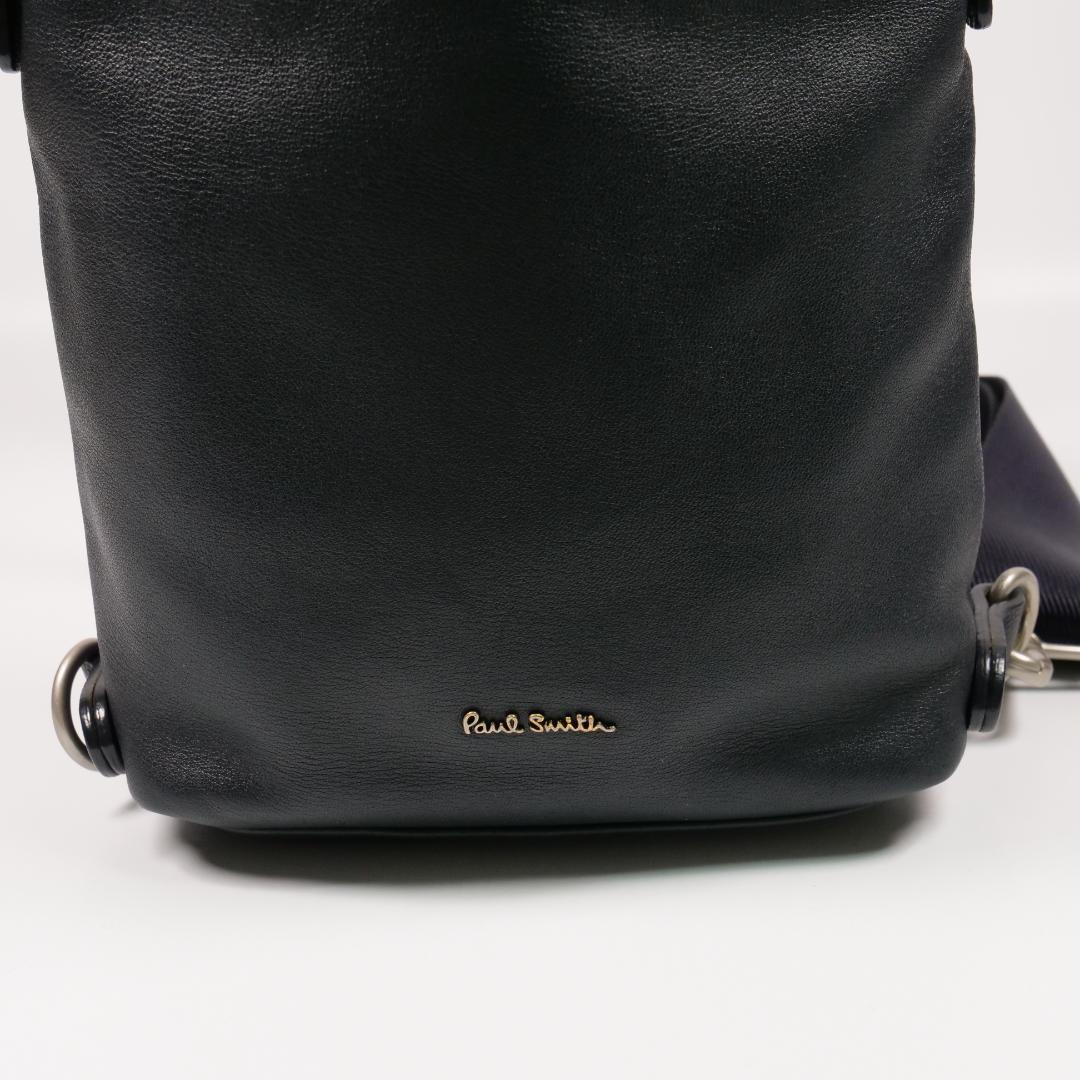 極美品✨ポールスミス ボディバッグ オールレザー ネイビー