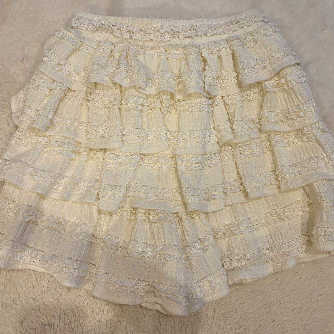 chico レースティアードショートパンツ ライトベージュ