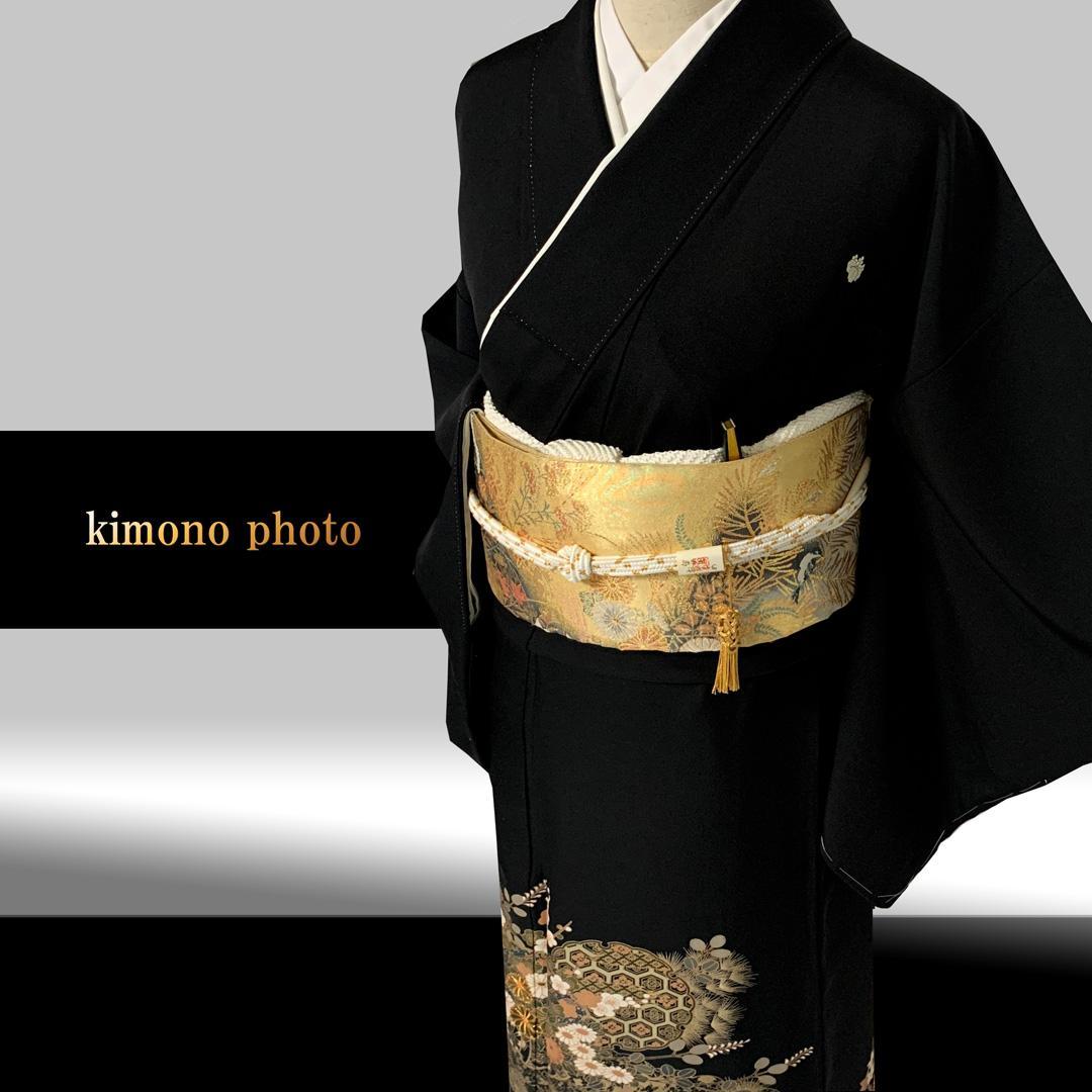 正絹【未使用】極上逸品【金彩友禅】金駒刺繡 黒留袖フルセット６点