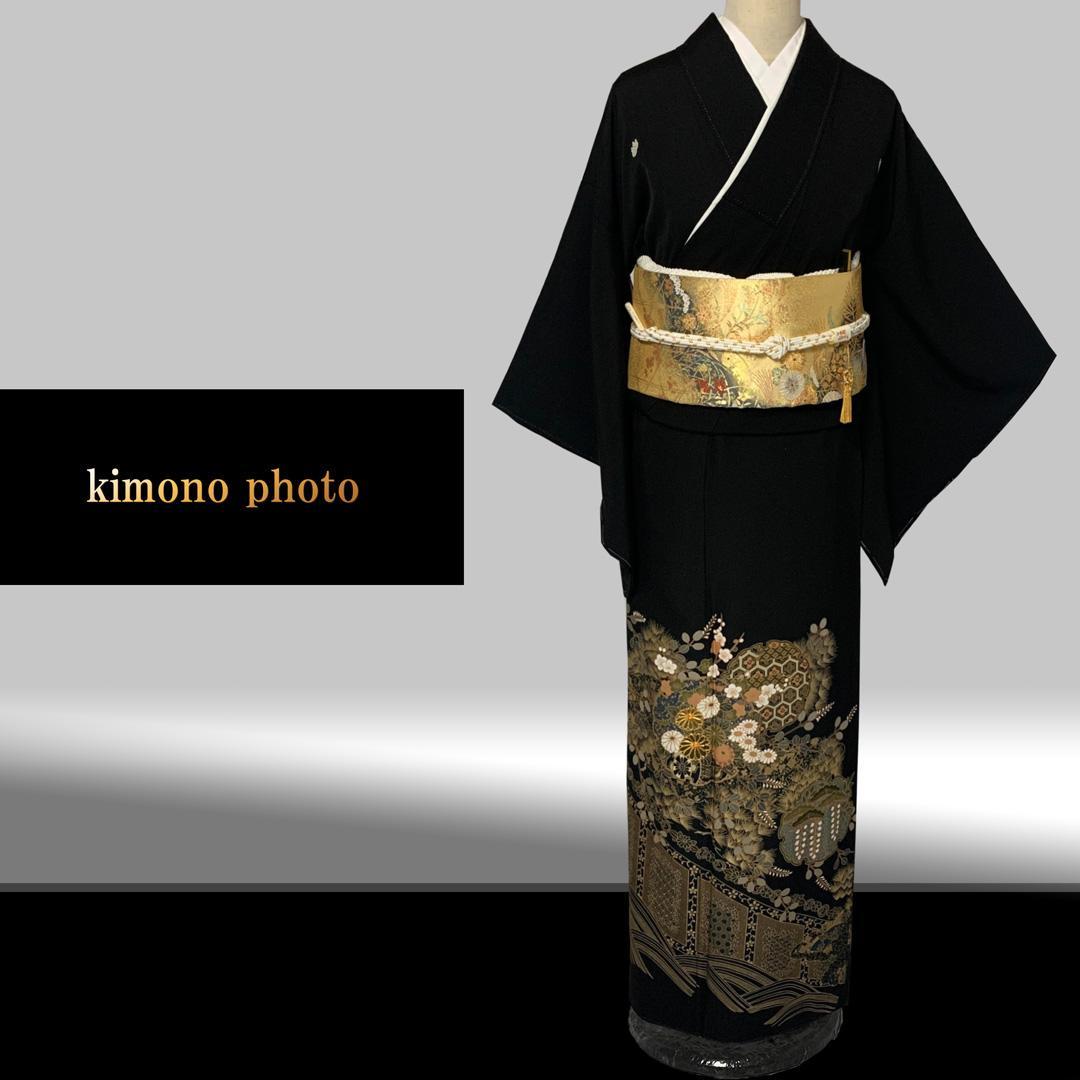 正絹【未使用】極上逸品【金彩友禅】金駒刺繡 黒留袖フルセット６点