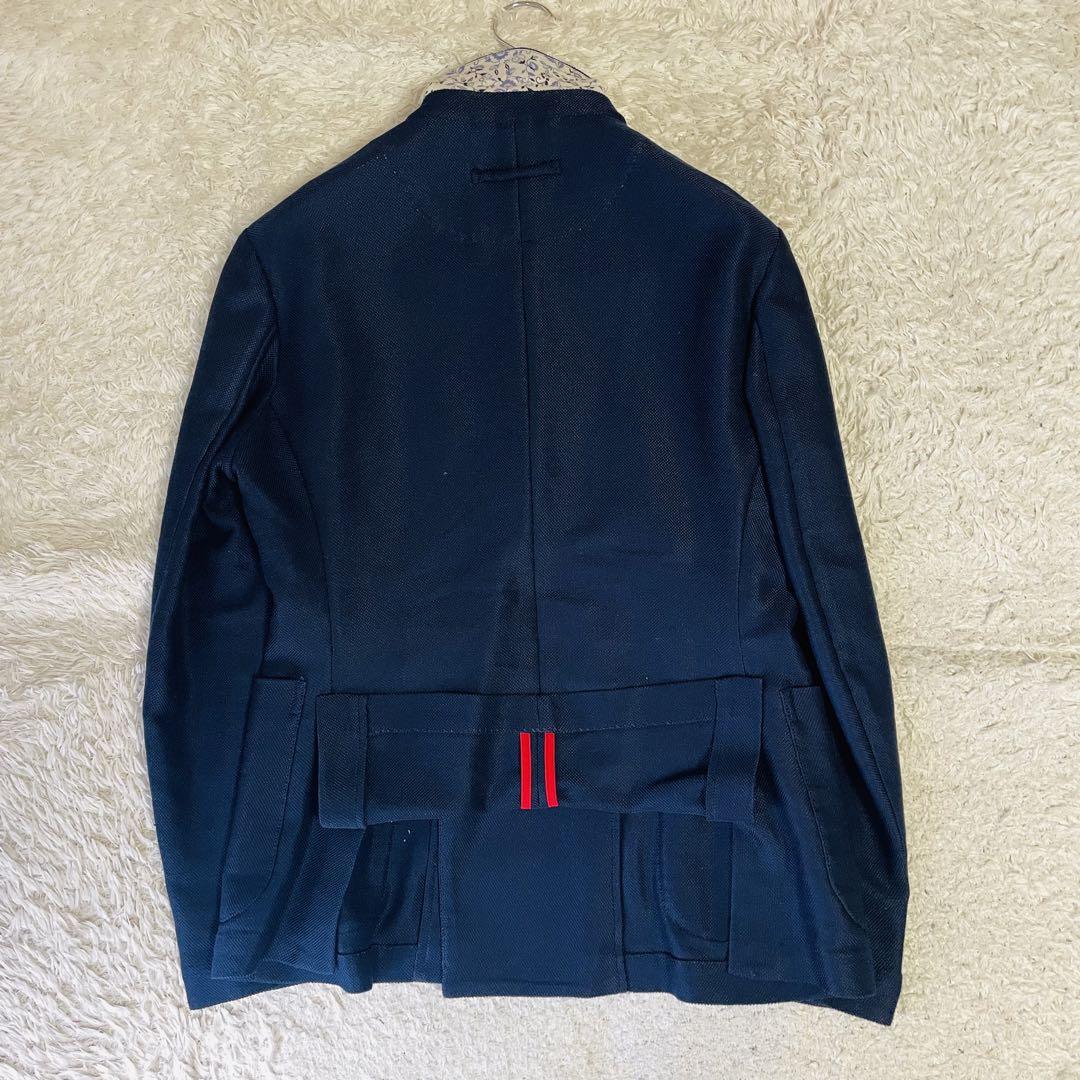 希少✨EPOCA UOMO✨ダブルブレスト　刻印銀ボタン　紺ブレ　花柄　麻混　M