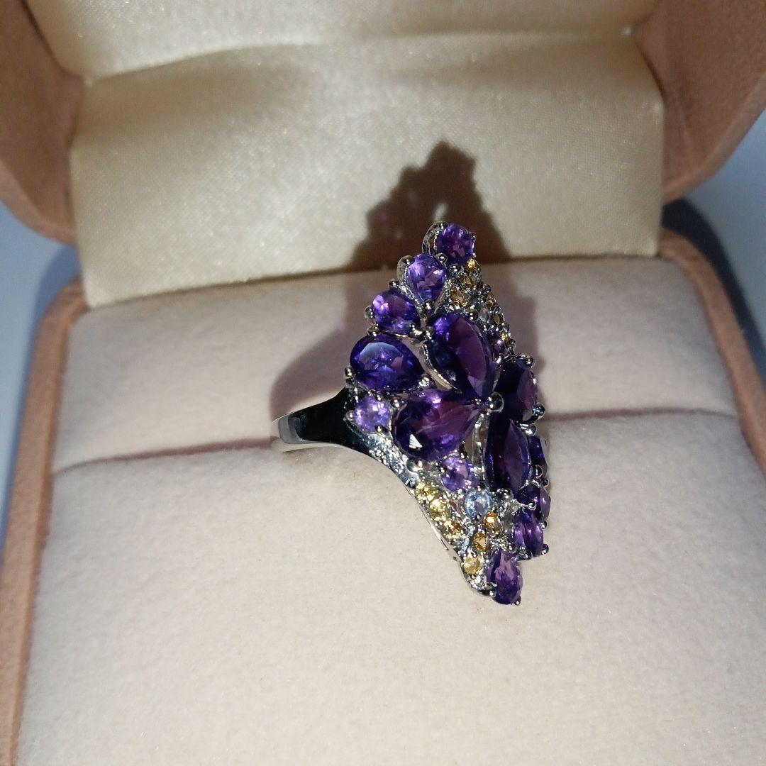 ディズニープリンセスのベビーグッズも大集合 新品】アメジスト＆サファイヤ❣️925K14WG仕上げリング アクセサリー