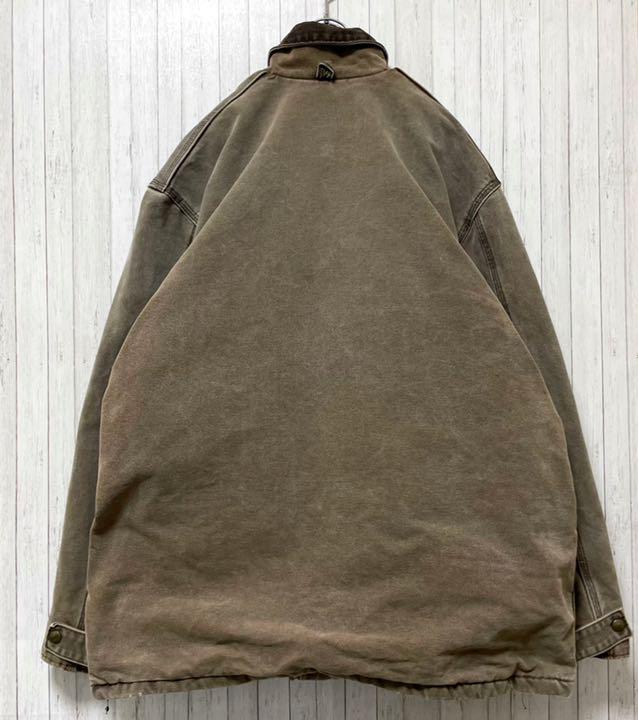 在庫定番 カーハート ダークブラウン 革ロゴ L qKT3h-m54396801245 ダックジャケット ブランケットライナー 驚きの破格値SALE