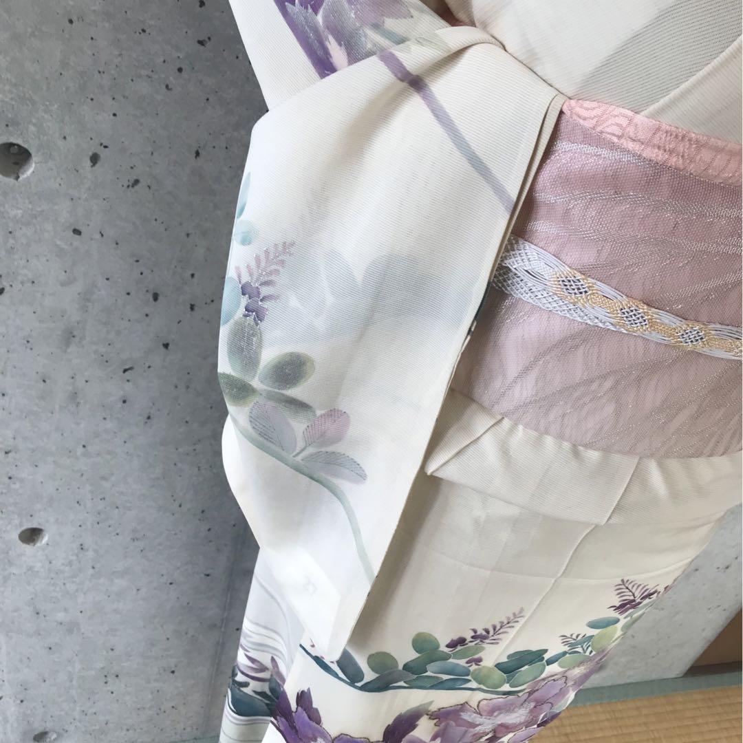 アンティーク】正絹 絽 夏の訪問着 銀駒 居敷当て無し【難あり