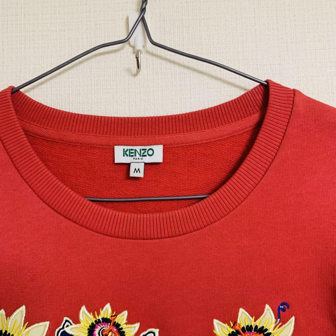 KENZO 花柄刺繍 トレーナー Mサイズ レッド - メルカリ