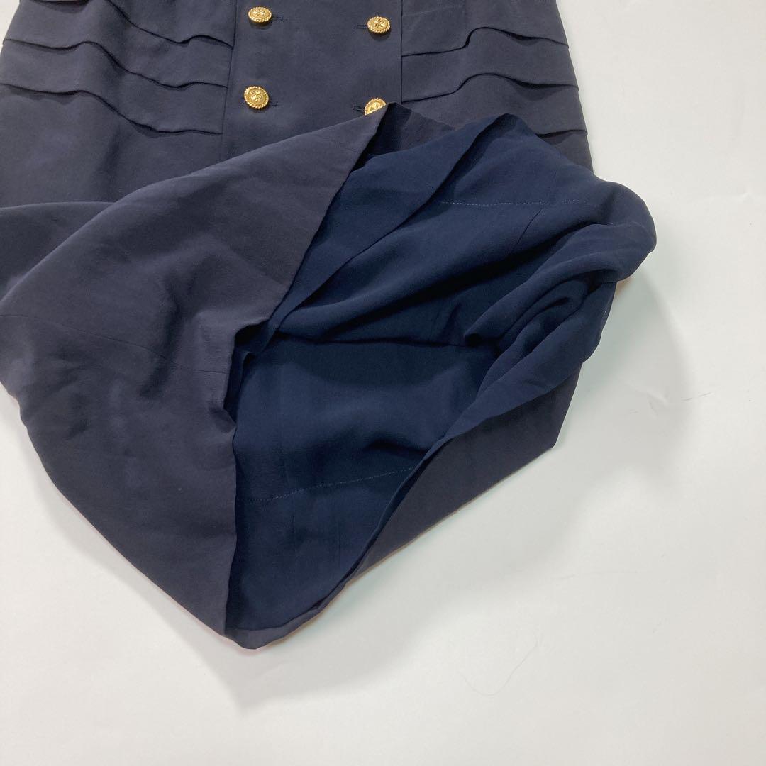 CHANEL シャネル シルクワンピース ネイビー vintage 金ボタン CHANEL シャネル シルクワンピース ネイビー vintage 金ボタン