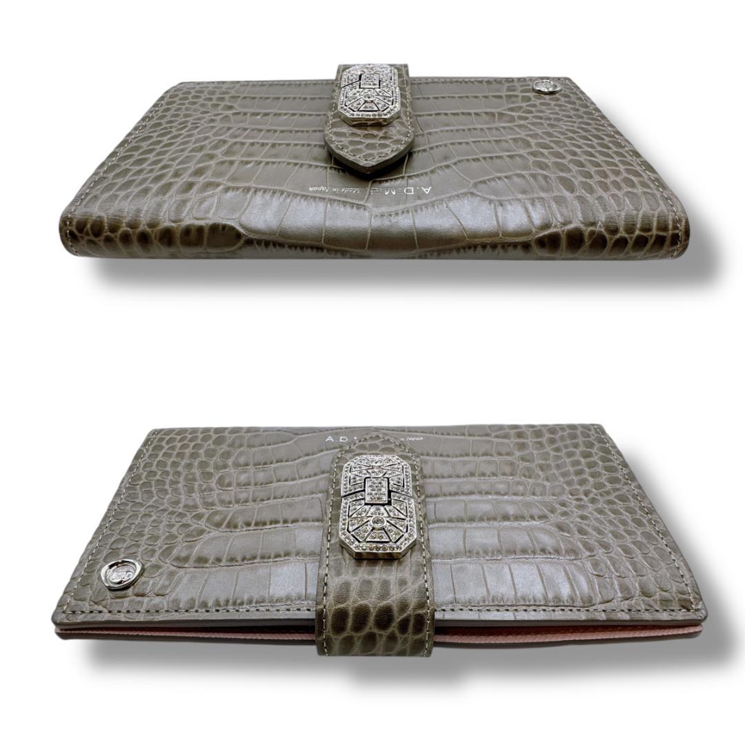 ★極美品 ADMJ クロコ型押し アールデコモチーフ スワロフスキー ウォレット ★極美品 ADMJ クロコ型押し アールデコモチーフ スワロフスキー ウォレット