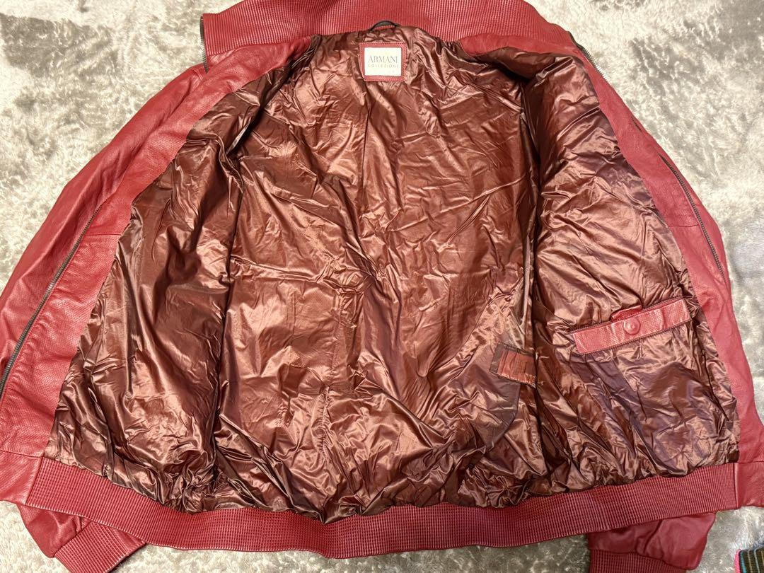 アルマーニ 革ジャン　赤　レザージャケット　サイズ56 XL 〜2XL相当