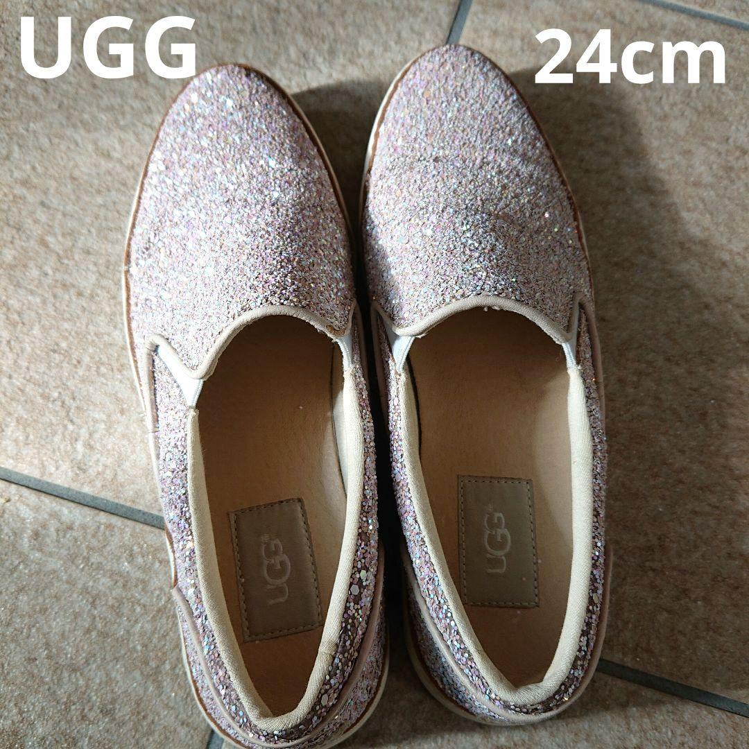 UGG グリッタースリッポン　ピンク　24cm ラメ　スニーカー vans靴