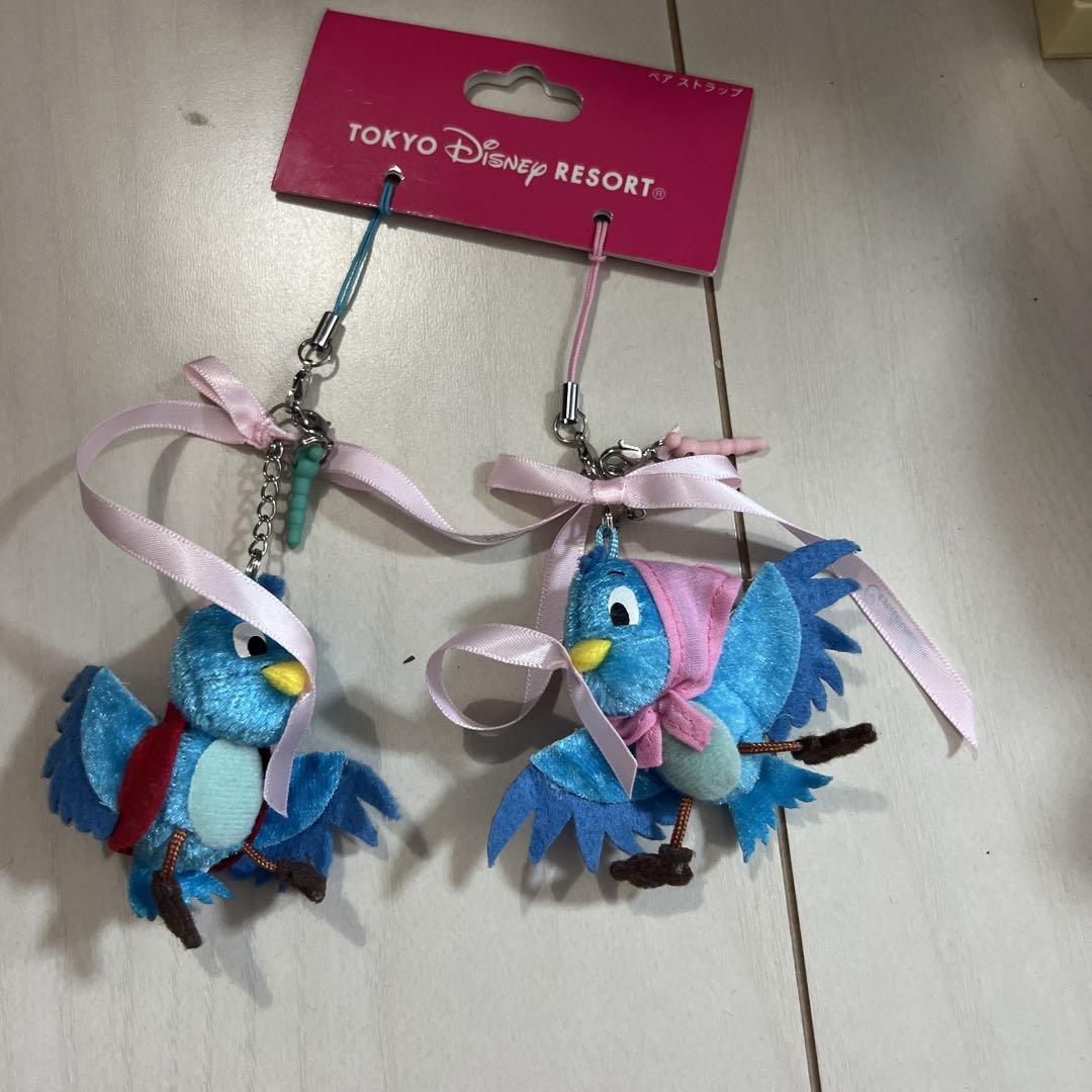 シンデレラ　鳥　ストラップ　ぬいぐるみ　ディズニー ① 青い鳥 キーチェーン ディズニーストア シンデレラ