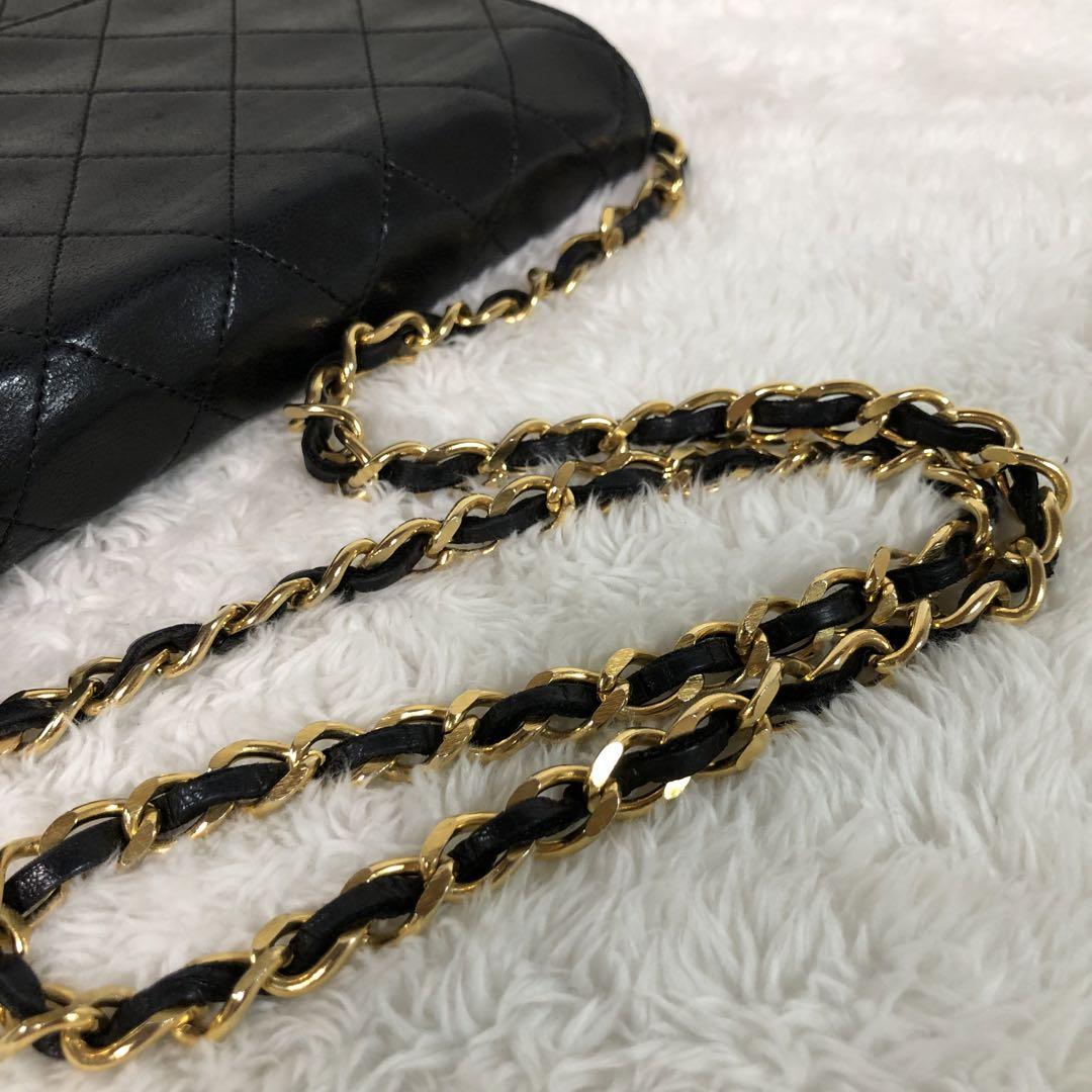 CHANEL マトラッセ チェーン ショルダーバッグ ラムスキン ブラック
