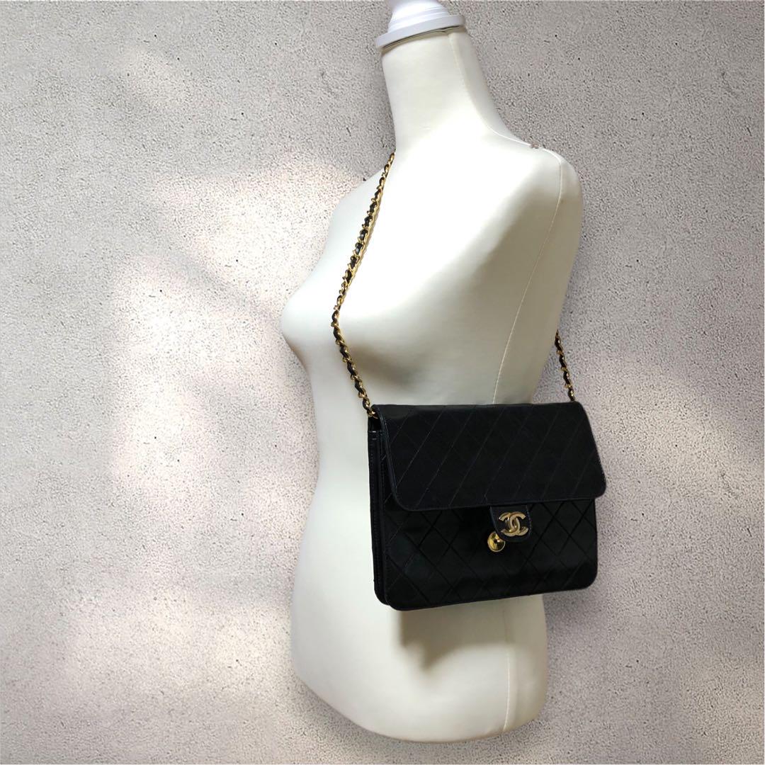 CHANEL マトラッセ チェーン ショルダーバッグ ラムスキン ブラック