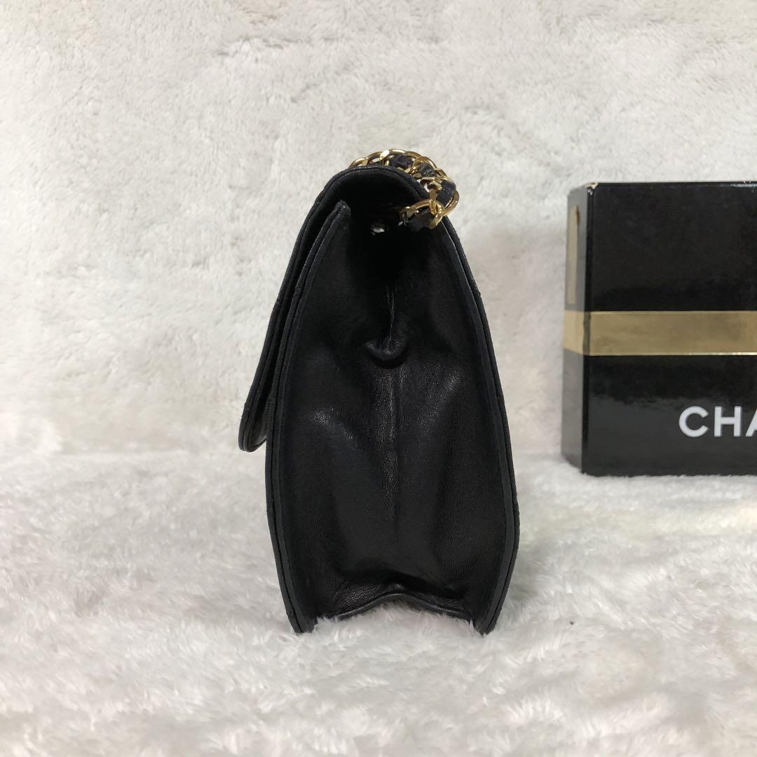 CHANEL マトラッセ チェーン ショルダーバッグ ラムスキン ブラック