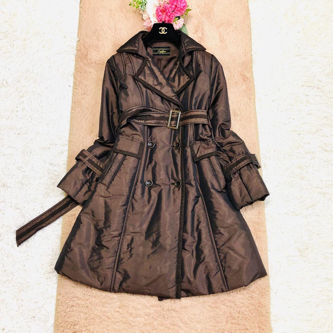 売約済❶Leilian レリアンAライントレンチコート　ブラウン❷ニットセット