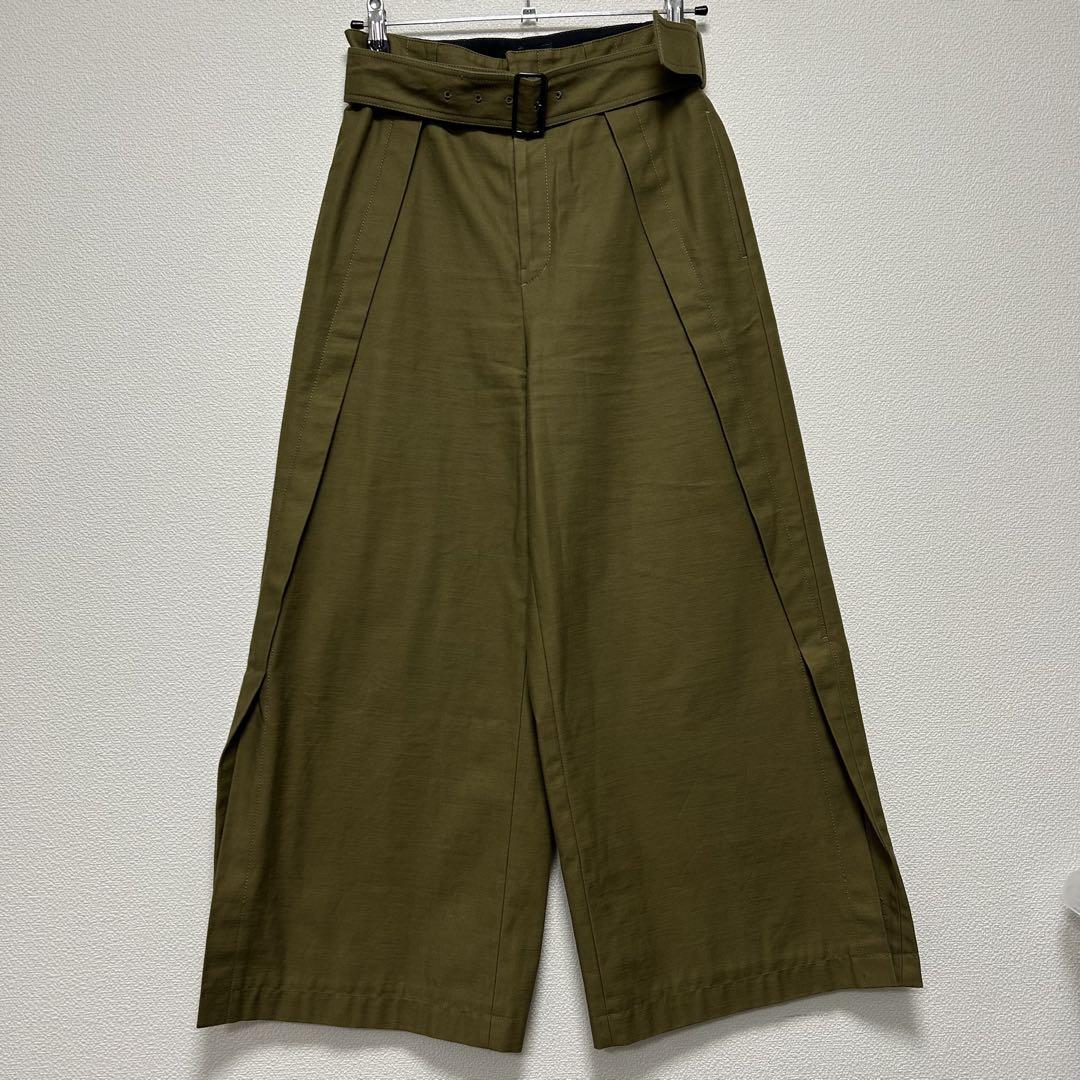 LE PHILワイドパンツ スリット カーキ サイズ1