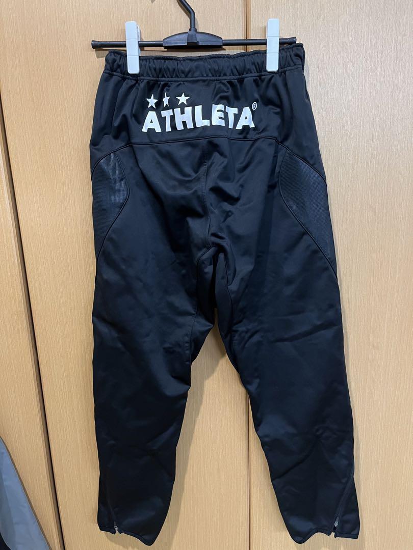 ATHLETA ウォームアップジャケット 冬用裏起毛セットアップM 黒/灰色