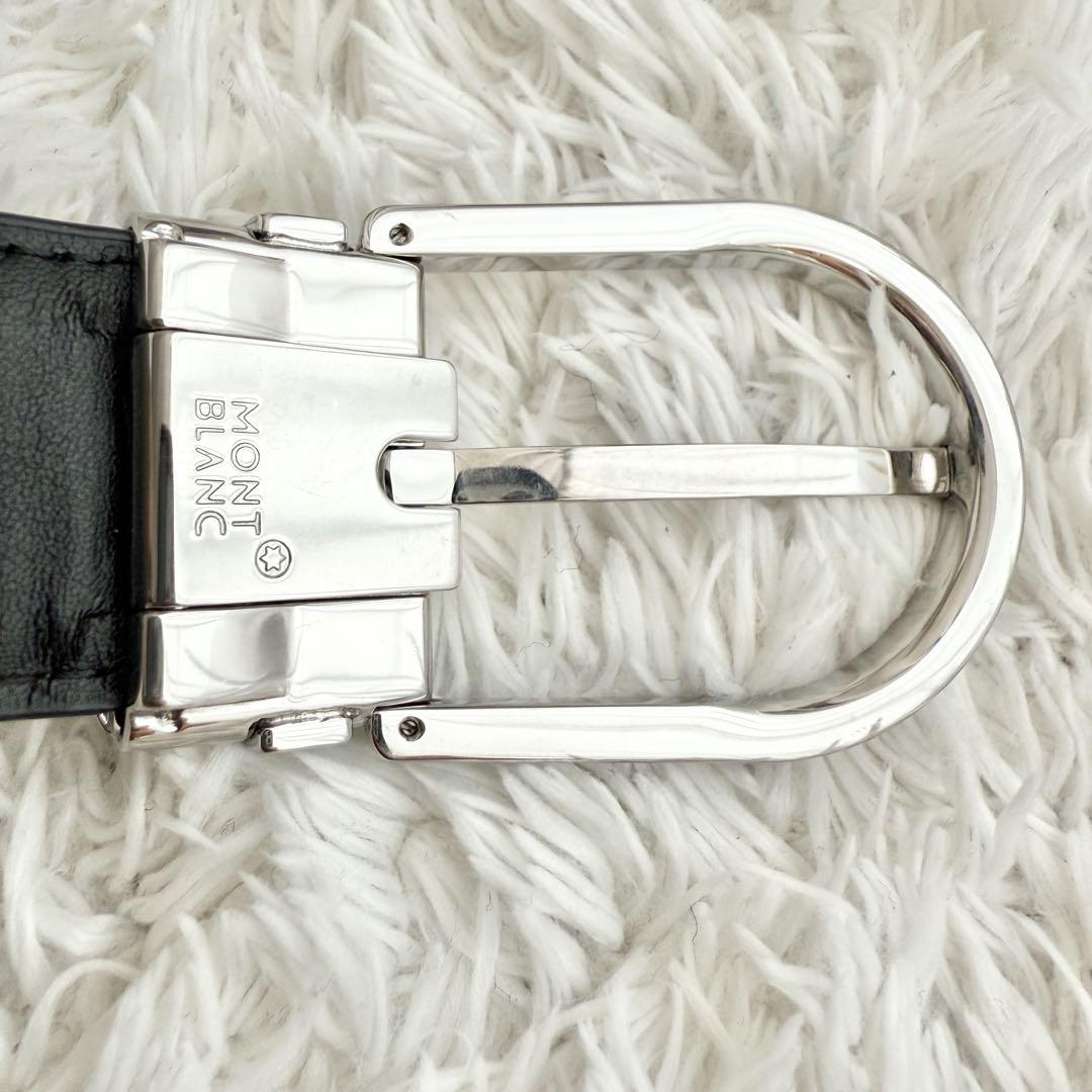 【美品】モンブラン ベルト マイスターシューテック レザー 黒 シルバー金具