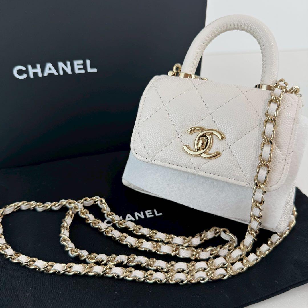 新品　シャネル CHANEL マトラッセ ココハンドル マイクロ ホワイト　白