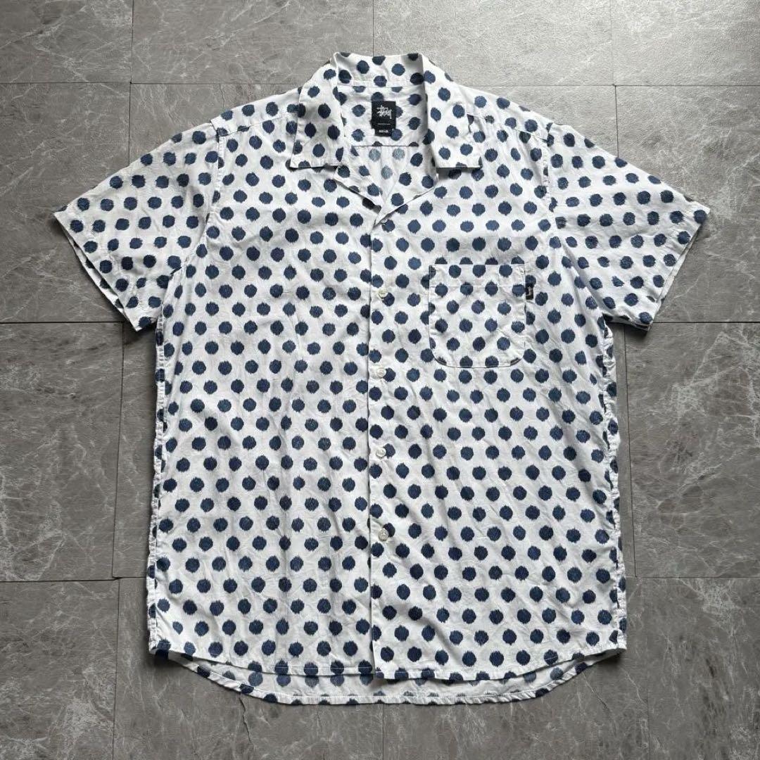 stussy ステューシー　ドット柄　オープンカラー　開襟シャツ　半袖