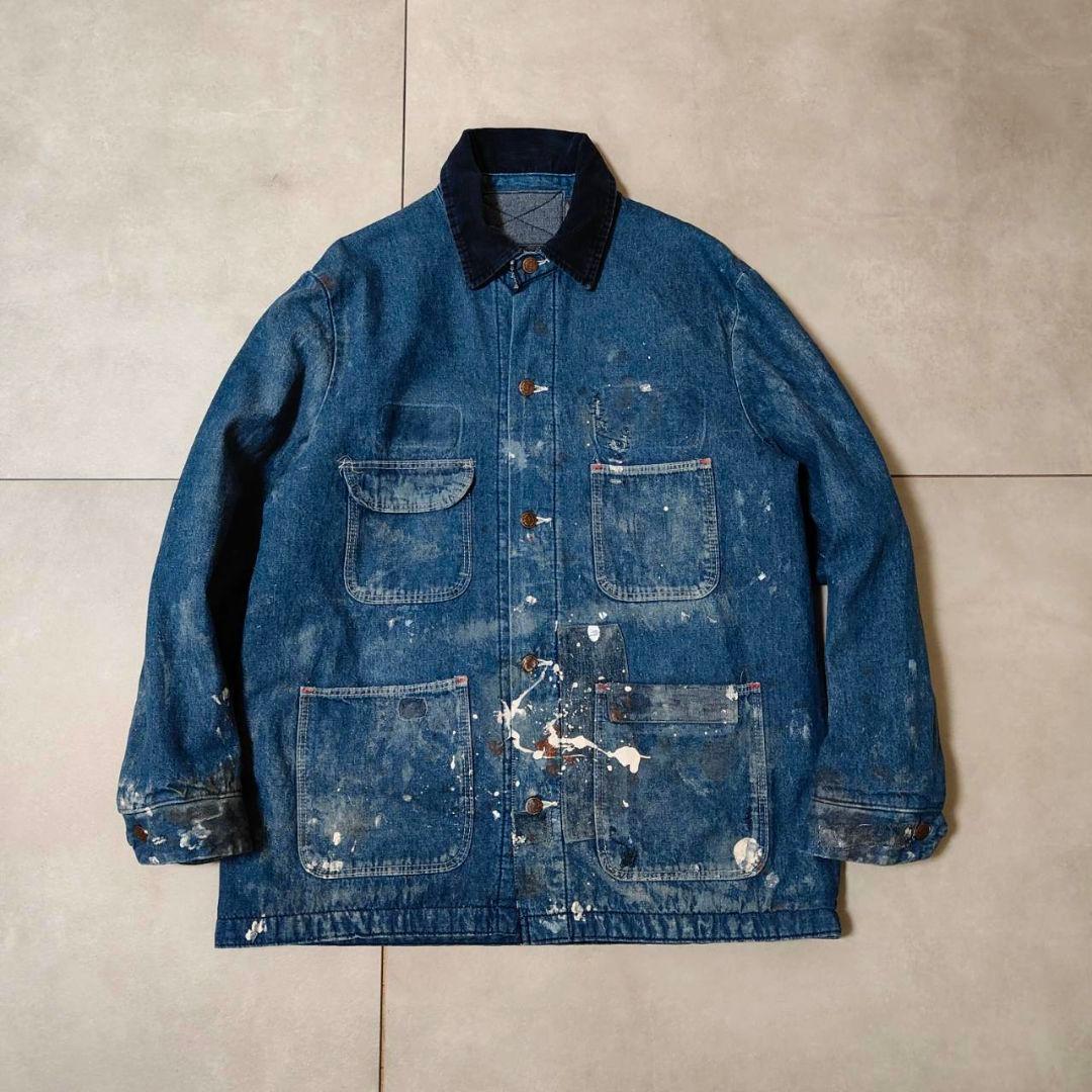 雰囲気◎ ビンテージ デニム カバーオール グランジ パッチワークリペア