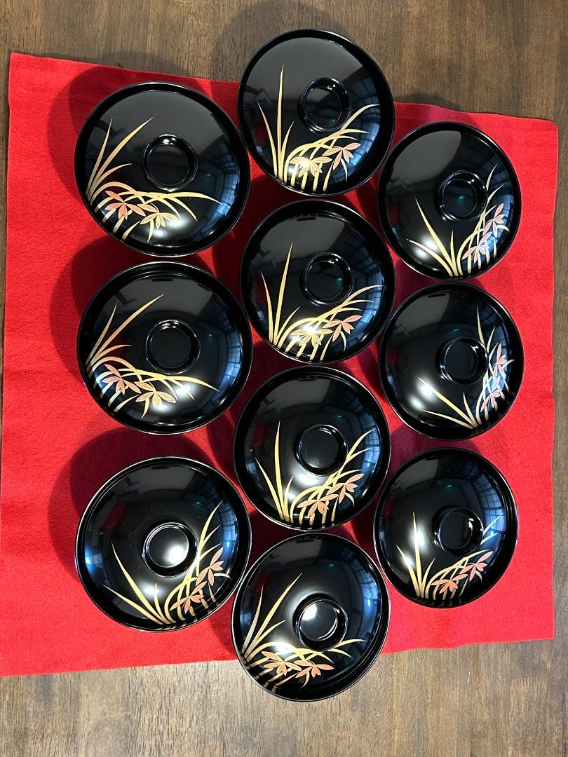 Y　おもてなしに!!【未使用保管品】輪島塗 吸物椀 10客セット 宮永作 共箱s Y おもてなしに!!【未使用保管品】輪島塗 吸物椀 10客セット