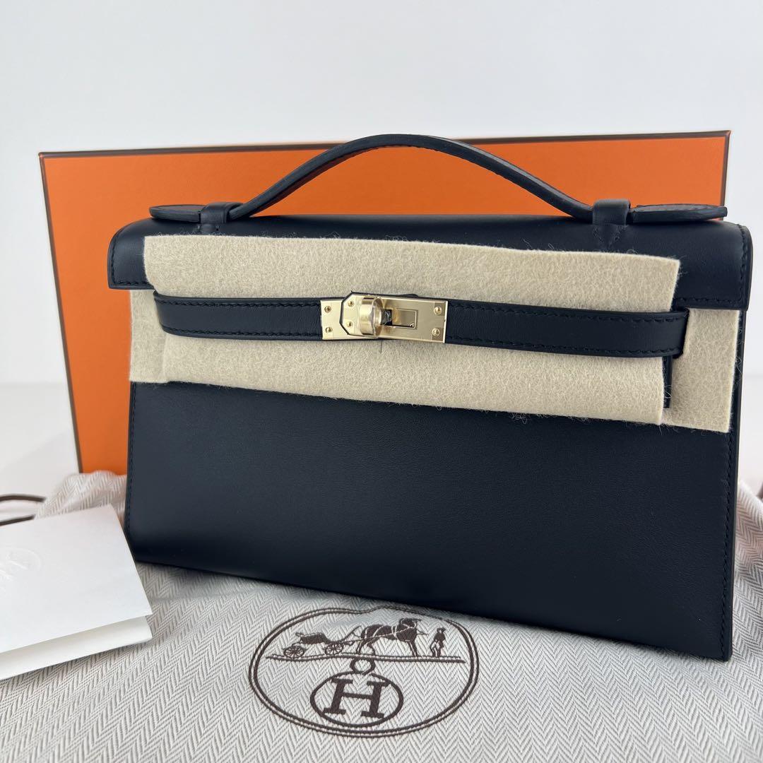 新品未使用 HERMES エルメス ポシェットケリー ブラック スイフト W刻