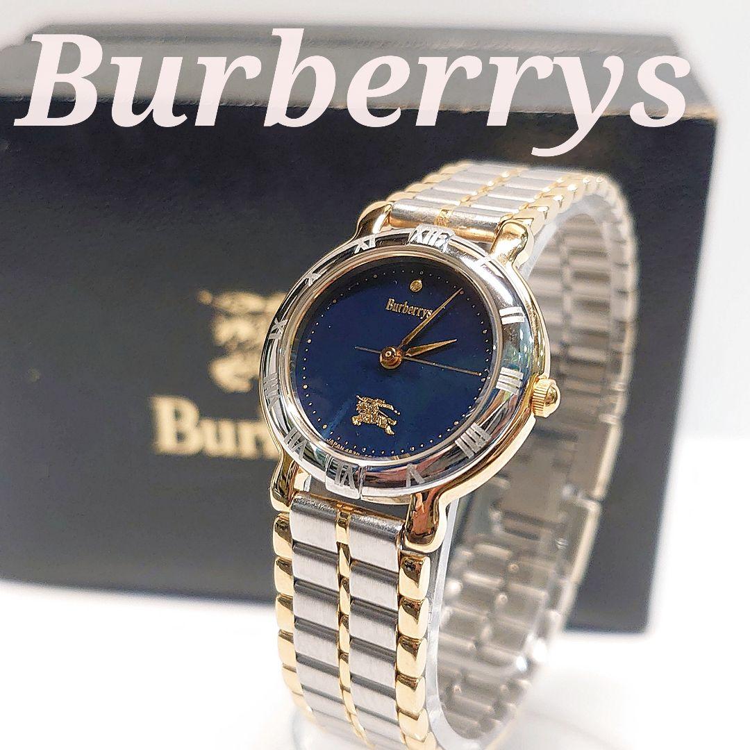 ✨希少✨Burberrys バーバリーズ 腕時計 ネイビー文字盤 コンビベルト