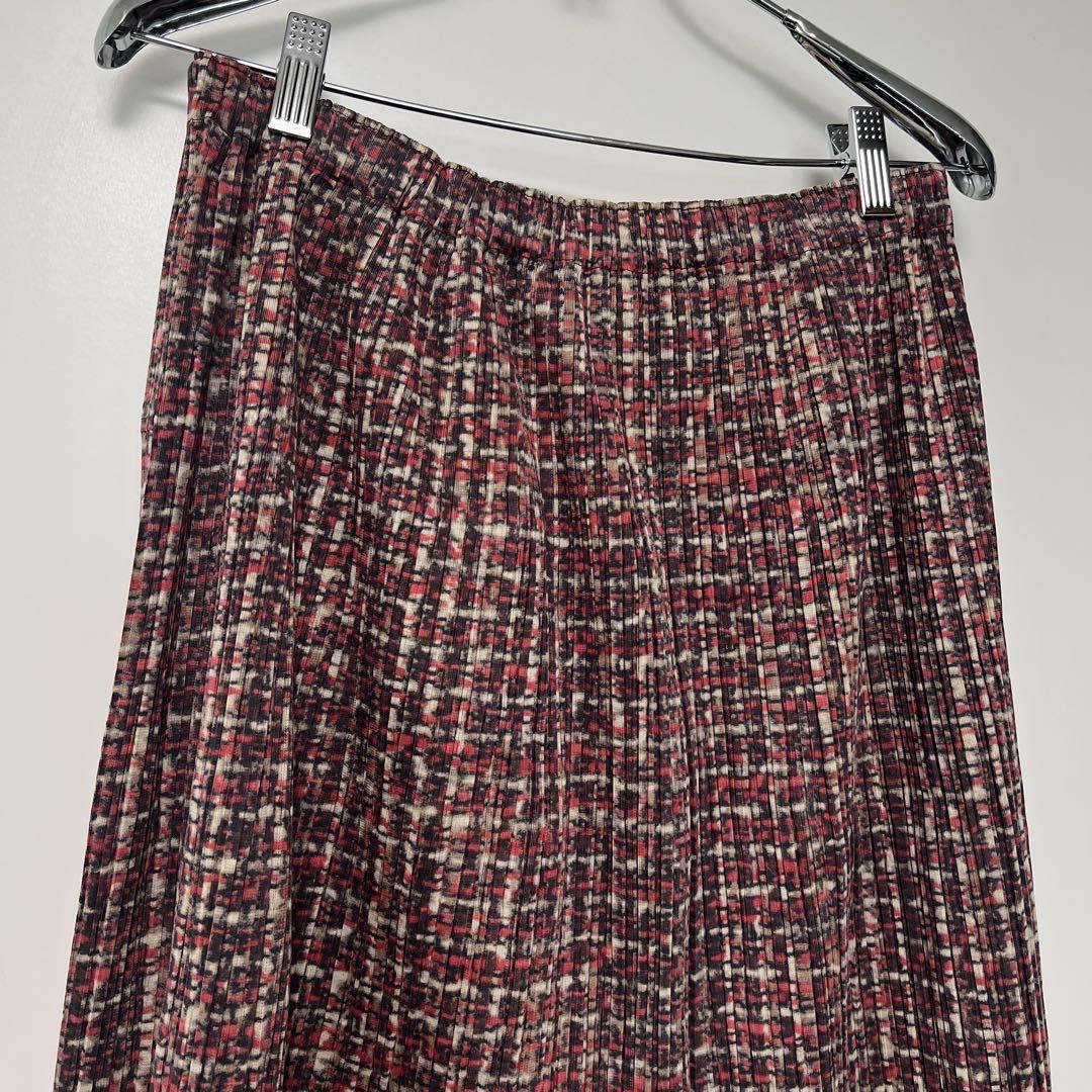 PLEATS PLEASE イッセイミヤケ ツイード 転写柄 プリーツ スカート