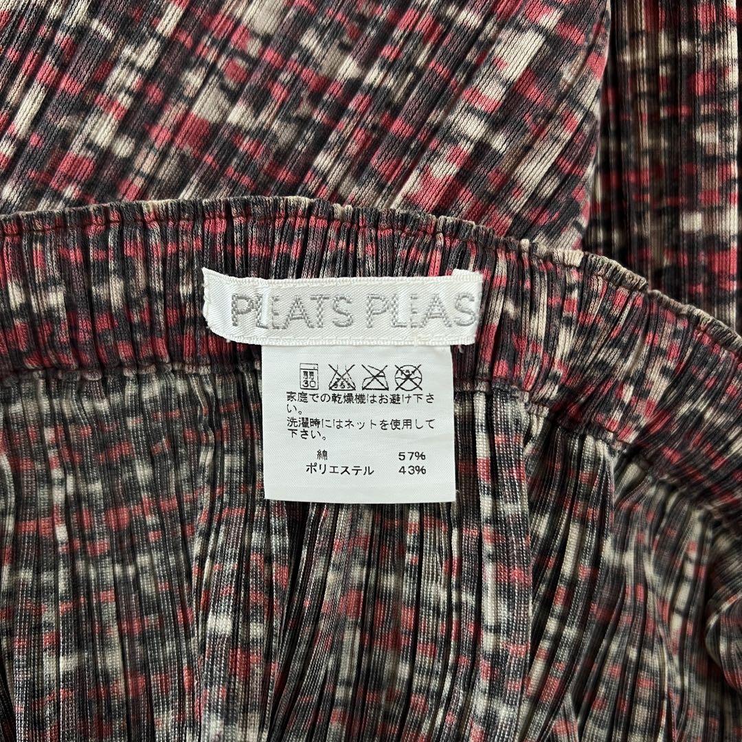 PLEATS PLEASE イッセイミヤケ ツイード 転写柄 プリーツ スカート
