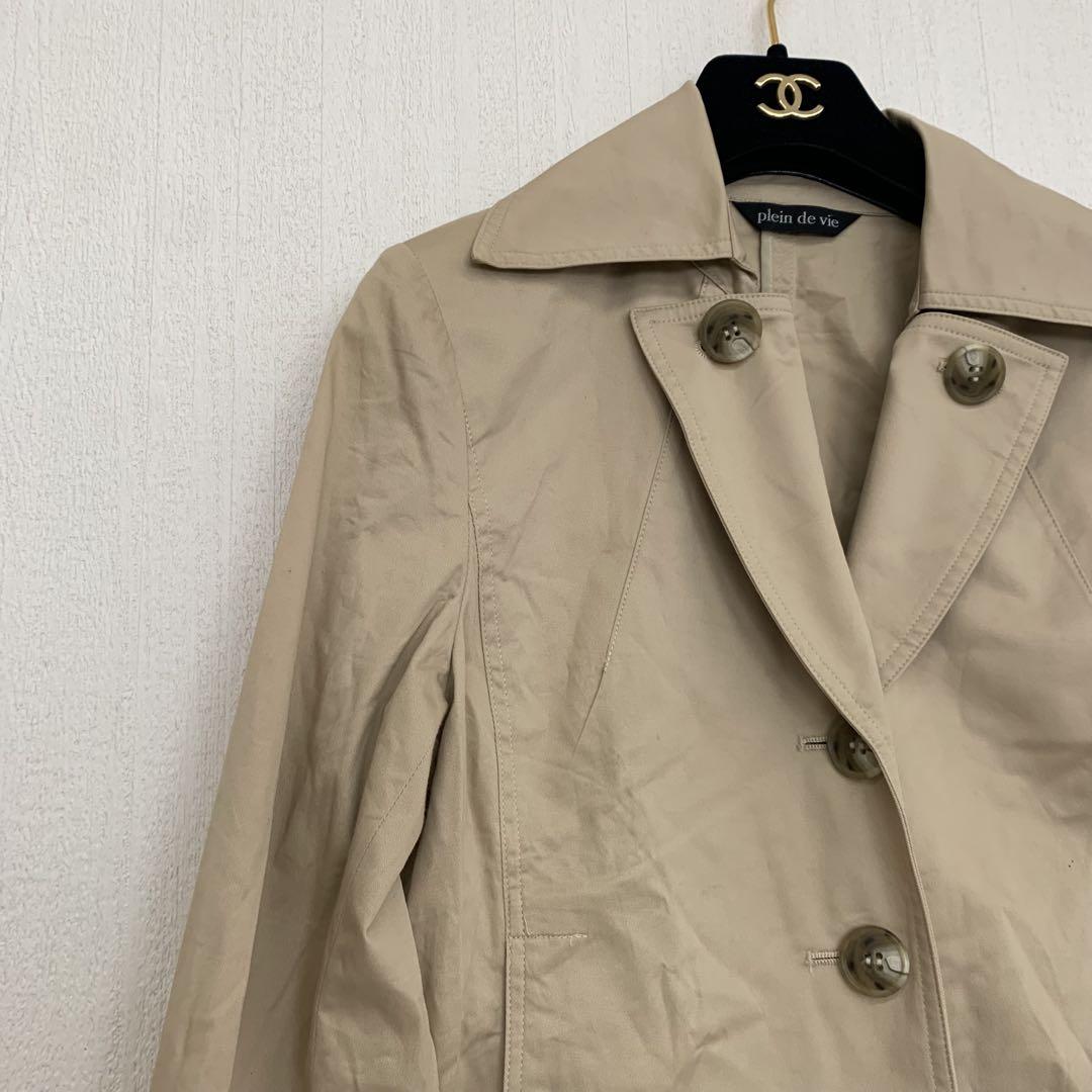 美品✨ プランドヴィー ベージュ ダブルブレスト トレンチ ジャケット べっこう
